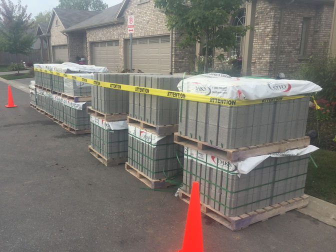 Wall stone delivery. A project by the London Ontario based O'Connor Stone & Landscape