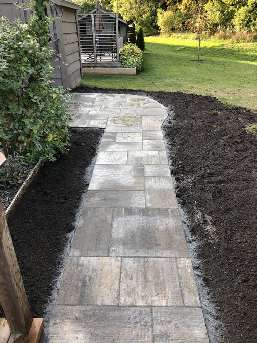 Paver walkway. A paver walkway project in London Ontario region by O'Connor Stone & Landscape.